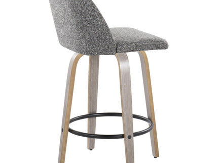 Toriano - Contemporary Fixed Height Counter Stool With Swivel & Round Footrest (Set of 2)
