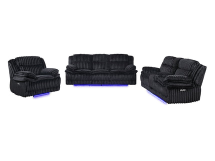 Winston - Power Reclining Sofa With LED Lighting, Hidden Drawer, And Drop Down Table - Black