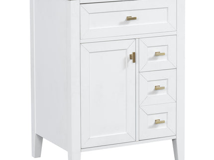 Bathroom Vanity With Sink, 3 Drawers & Cabinet With 2 Tier Door Storage Rack, Soft Close Doors & Drawers