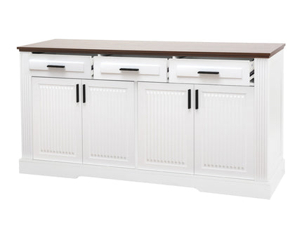Fluted Sideboard Buffet Cabinet With 4 Doors And 3 Drawers