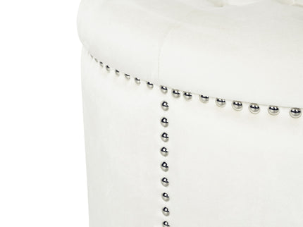 Elegant Round Ottoman Footstool With Studded Rim