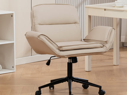 Criss Cross Swivel Desk Chair With Adjustable Armrests & Wheels For Home Office