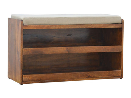 Pull Out Shoe Bench - Chestnut / Mud Linen