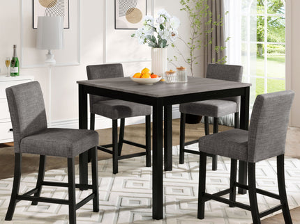 5 Piece Counter Height Table Set, Square Table And 4 Upholstered Chairs