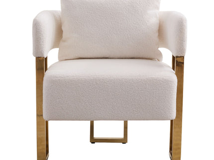 Modern Decorative Chair Teddy Fleece Upholstered And Metal Foot