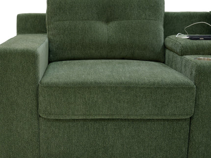 U - Shape Sectional Pull Out Bed With Console, Storage, And USB Charging
