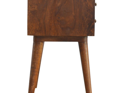 Inlay Geo Brass Bedside Table - Chestnut