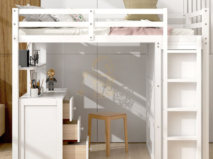Loft Bed With Drawers, Desk, And Wardrobe