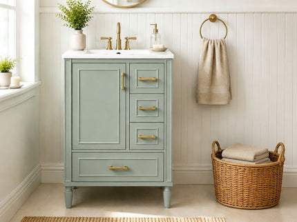 Modern Bathroom Vanity With Sink, Soft Close Doors, 3 Drawers