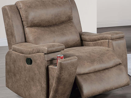 Manual Recliner With Hidden Cup Holder, Padded Seat And Backrest - Auburn