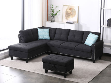 Alger - Left Hand Facing Sofa & Chaise With Ottoman