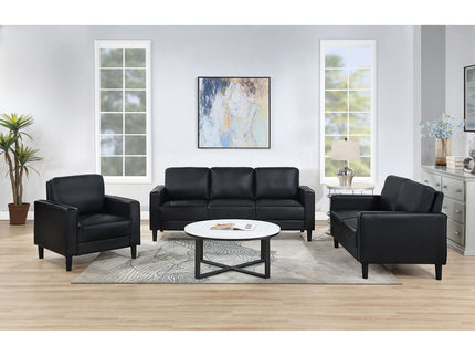 Weld 3 Piece Upholstered Track Arm Sofa Set - Black