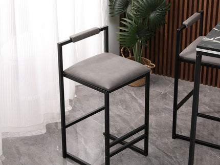 Elegant Bar Stool Set With Backrest And Footrest, Counter Height (Set of 2)
