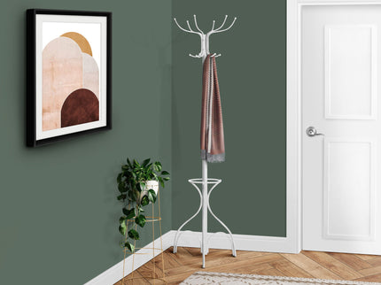 Coat Rack, Hall Tree, Free Standing, 12 Hooks, Entryway, 70"H, Umbrella Holder, Contemporary & Modern