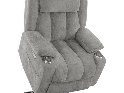 Beca - Upholstered Power Lift Recliner With Cupholders And USB Charging