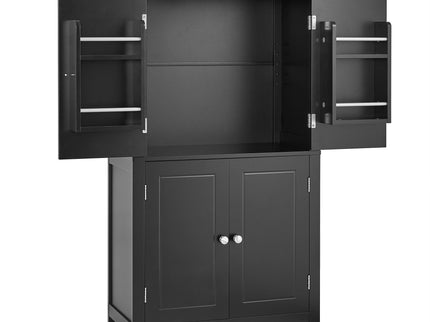 Elegant Bathroom Floor Storage Cabinet With 4 Doors, Adjustable Shelves