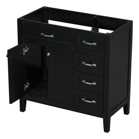 Modern Bathroom Vanity Base Only, 2 Doors And 3 Drawers