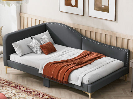 Upholstered Daybed With Headboard And Armrest, Support Legs