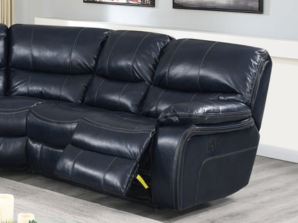 Power Motion Reclining Sectional Sofa With Console Cup Holders And USB Charging Port - Blue