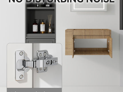 Floating Bathroom Vanity Cabinet, Soft Close Double Drawers, Open Side Storage, Wall Mounted, Cabinet Only