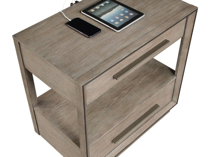 Prescott - 2 Drawers Nightstand With Open Shelf - Taupe