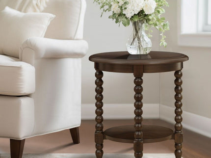 Philippe - Round End Table With Shelf - Brown