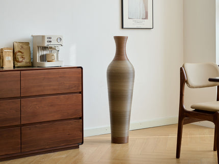 Tall Vase - Brown Decorative Floor Vase, Classic Neat Floor Vase Tall Freestanding Flower Holder, Artificial Rattan Vase, Floor Vase, Flower Holder For Home Decor - Gray