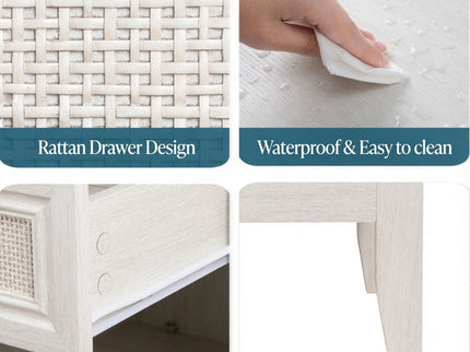Nightstands With 2 Drawers, Bedside Tables For Small Spaces (Set of 2) - White