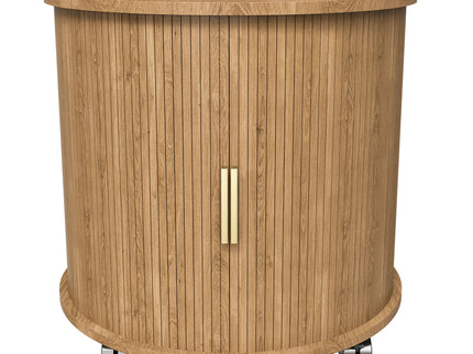 Cylinder Nightstand With Charging Station & Sliding Door