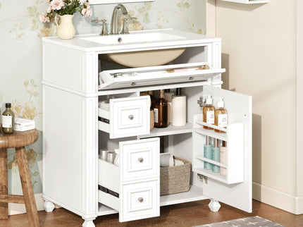 Bathroom Vanity Cabinet With Sink, Soft Close Doors With Door Organizer