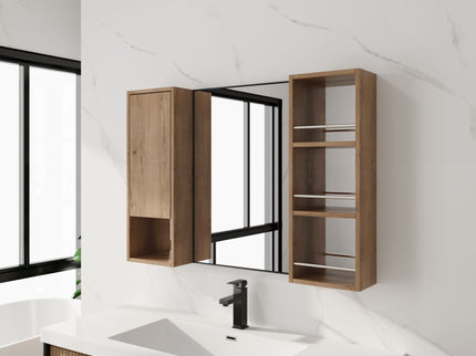 39.4" Wall Mounted Bathroom Cabinet With Storage And - Imitative Oak