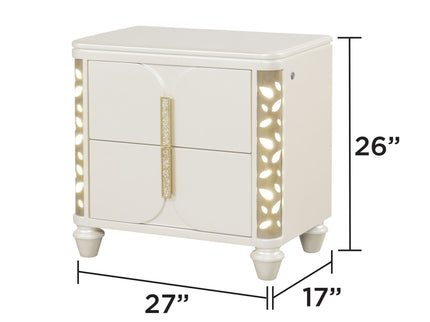 Cinderella - Nightstand With LED Accents And 2 Storage Drawers - Beige