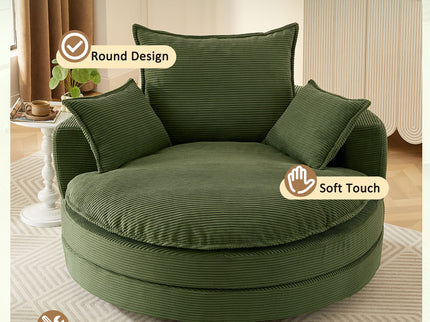 360° Swivel Accent Barrel Chair With Dual Layer Cushion And 3 Removable Pillows