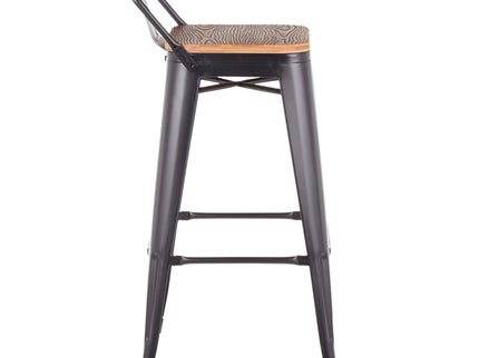 Oregon - Industrial Low Back Barstool (Set of 2) - Black