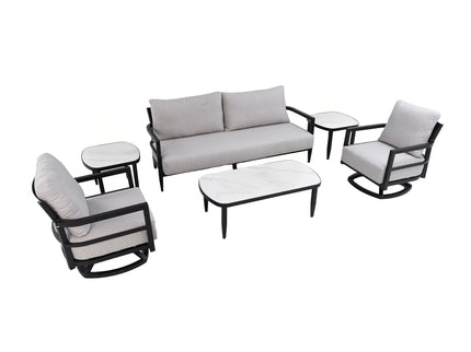Outdoor Conversation Set With Chairs, Bench Sofa, Tables, Sunbrella Cushions