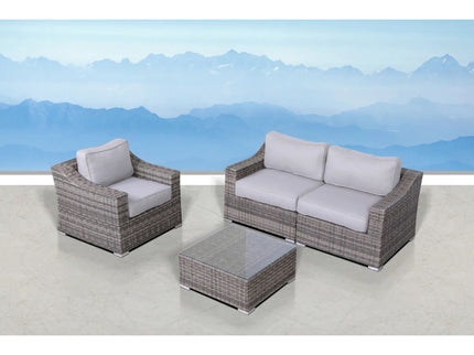 Outdoor Wicker Conversation Set With Cushions, All Weather