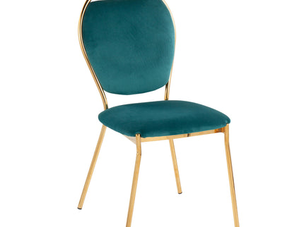 Keyhole - Contemporay / Glam Dining Chair (Set of 2) - Gold / Green