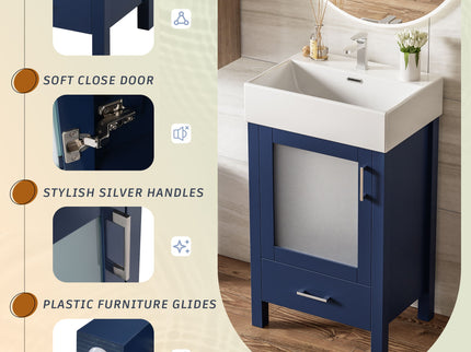 Bathroom Vanity With Ceramic Sink And Ample Storage, Ideal For Small Bathrooms