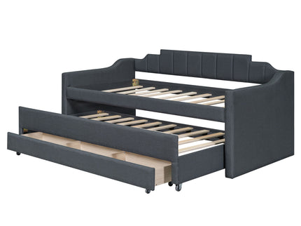 Upholstered Simple Design Daybed With Trundle And 3 Drawers