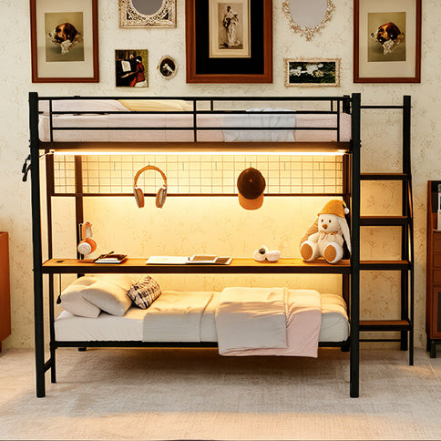 Bunk Bed With Built In Desk And LED Lighting