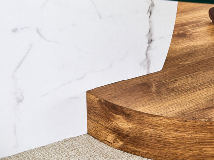 Contemporary Artistic Double Layer Coffee Table, Tempered Glass Top