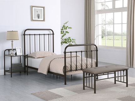 Twin Panel Bed With Ornate Design - Bronze