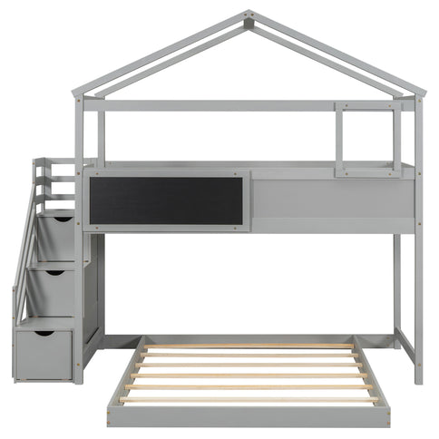 House Style Bunk Bed With Storage Staircase And board
