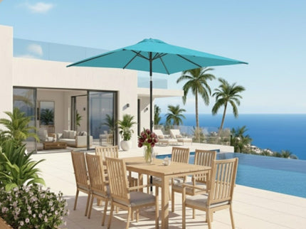 Rectangular Patio Umbrella With Crank Tilt, Polyester UV-Resistant Canopy
