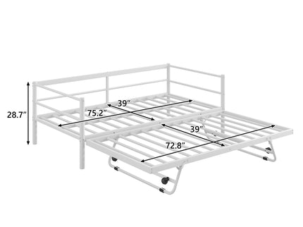 Industrial Metal Daybed With Adjustable Pop Up Trundle And LED Strip
