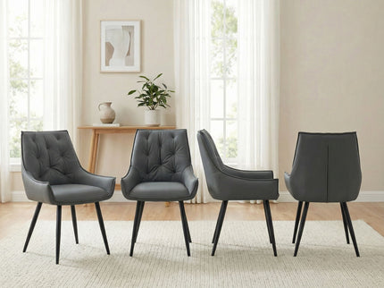 Dining Kitchen Chairs, Flat Back (Set of 2) - Dark Gray