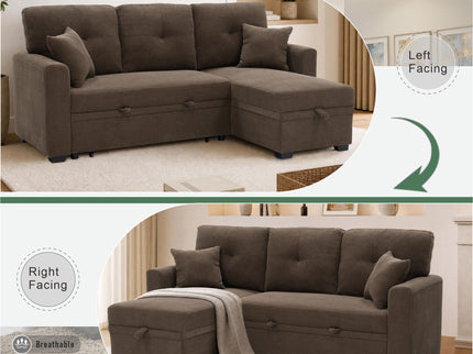 Sleeper Sectional With Pull Out Bed, Reversible Chaise