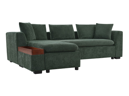 Modern L Shaped Sectional Sofa With Upholstery And Wooden Storage