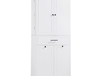 Freestanding Bathroom Storage Cabinet With Doors, Drawers, And Tilt Out Laundry Hamper - White