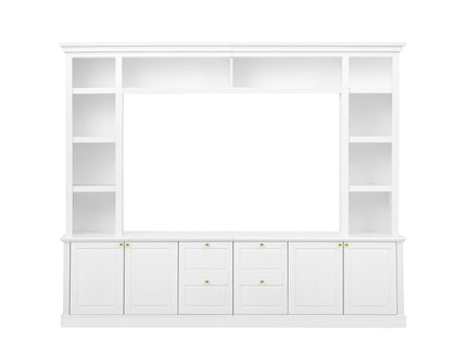 TV Stand With Bookcase, Storage Cabinet With 3 Adjustable Shelves, Living Room Entertainment Center - White